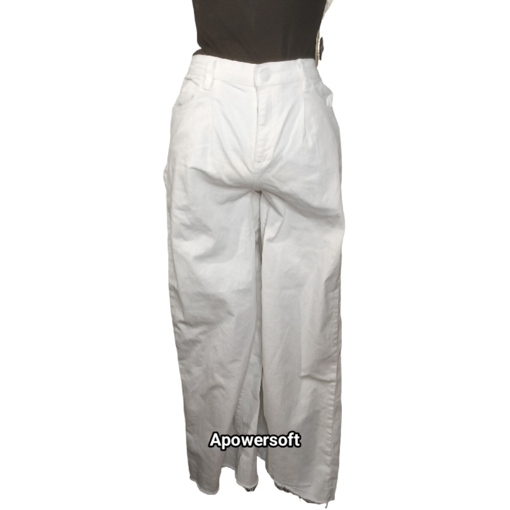 White High-Waisted Wide Leg Pants